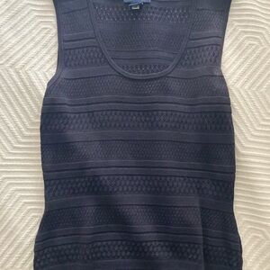 Ann Taylor Navy Textured Sleeveless Tank